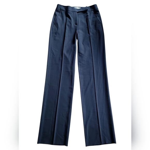 New Max Mara Virgin Wool Mid Rise Unhemmed Tailored Business Office Pants Size 8 - Picture 1 of 15